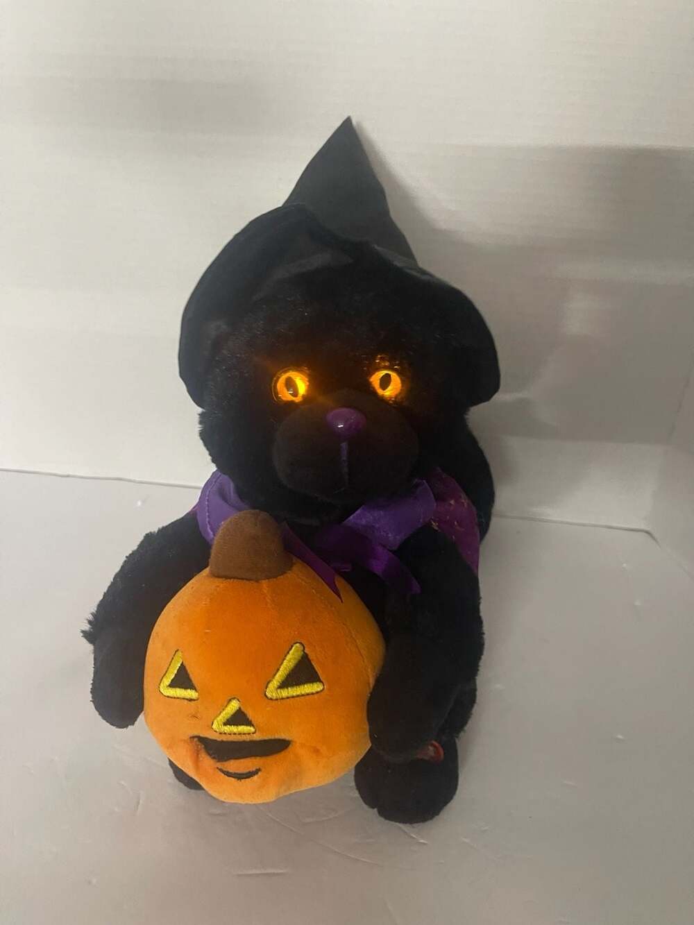 Sound N Light Halloween Black Magic Woman Cat Plush Animated Fully Works!